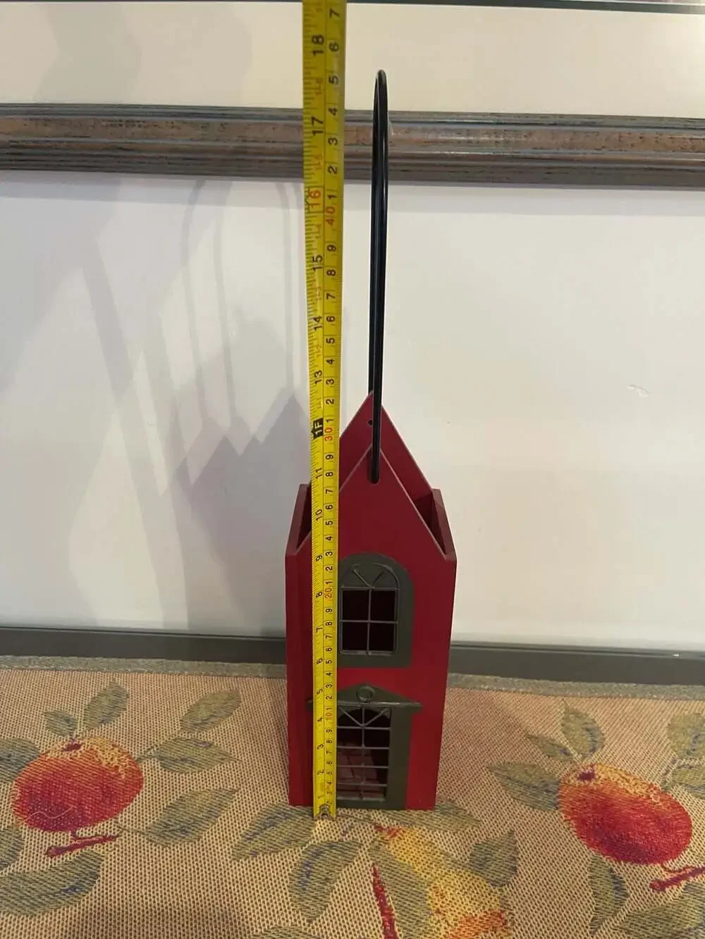 Wood Wine Holder Caddy House Shaped Red Picket Fence 11x8 Vintage New